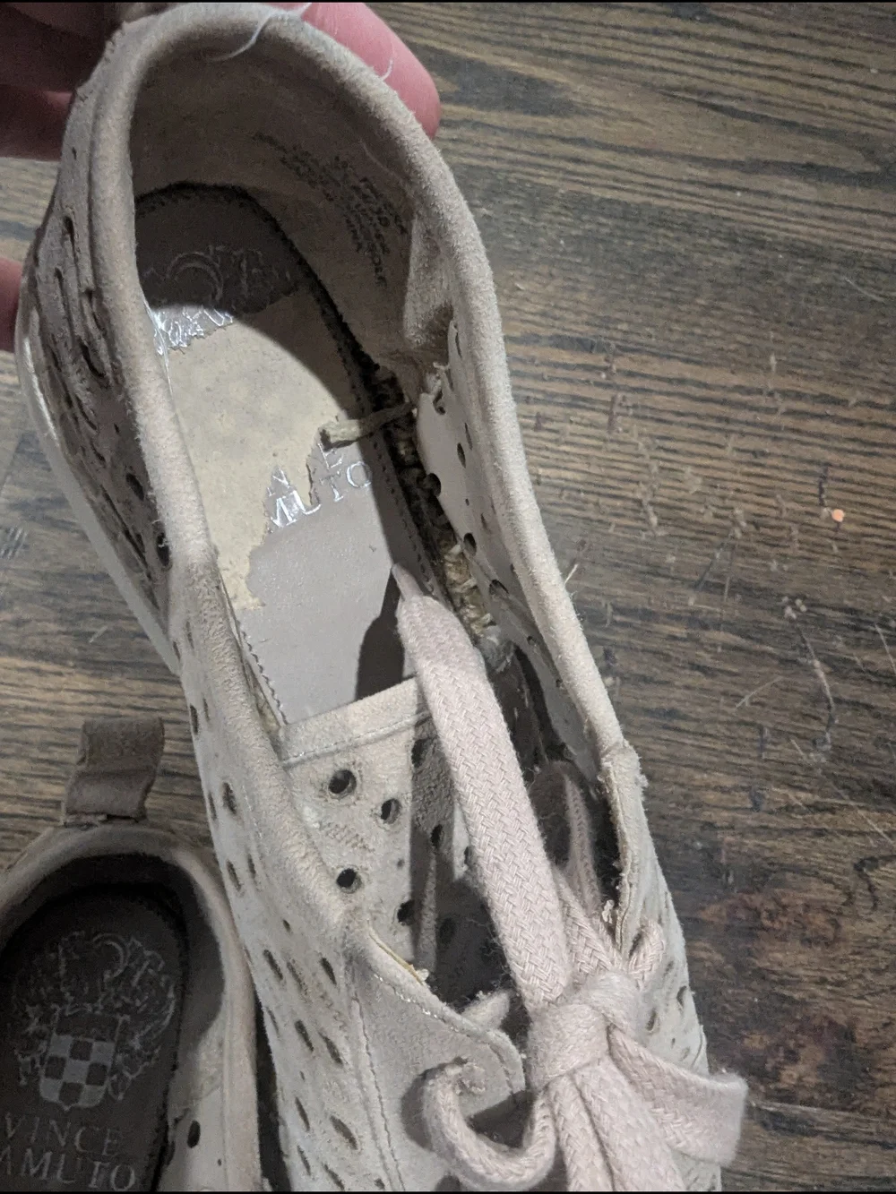 Vince Camuto Perforated Lace-Up Sneakers - Beige